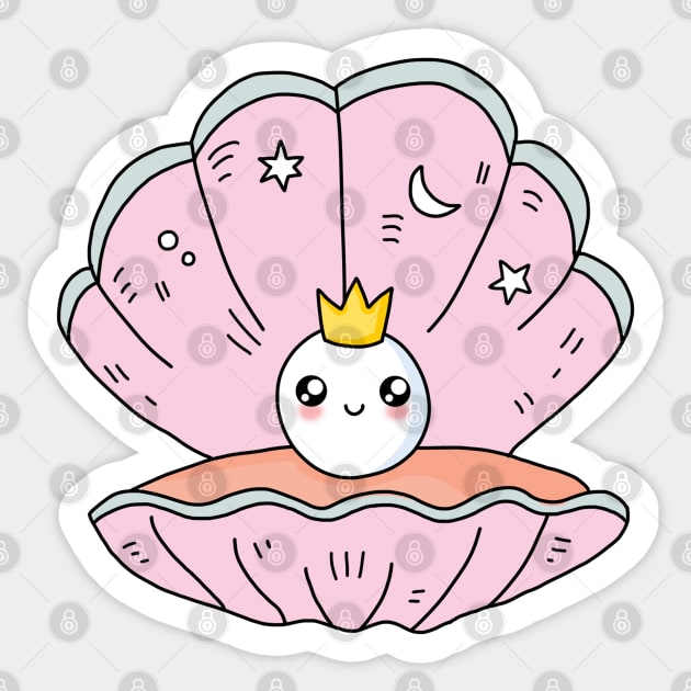 Pearl Seashell Princess Sticker by SuperrSunday